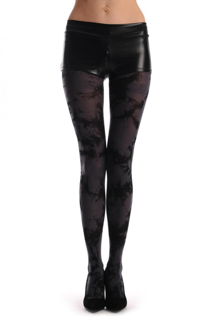 Liss Kiss Dark Grey & Black Colour Splash (Tie Dye) - Tights