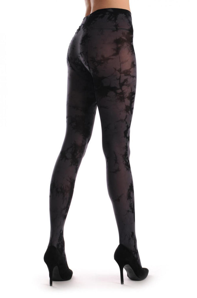 Liss Kiss Dark Grey & Black Colour Splash (Tie Dye) - Tights