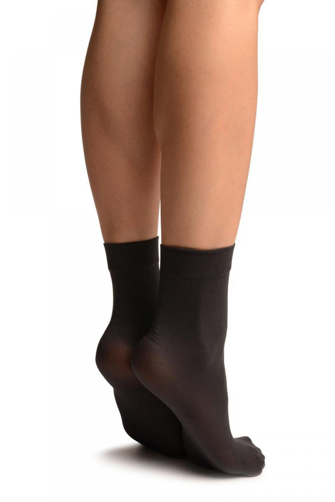 Liss Kiss Dark Grey Comfort Top Strong Ankle High Socks - Socks
