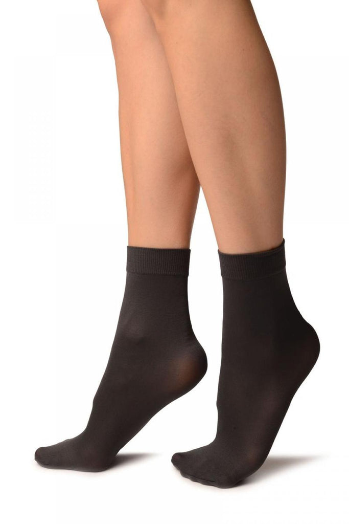 Liss Kiss Dark Grey Comfort Top Strong Ankle High Socks - Socks