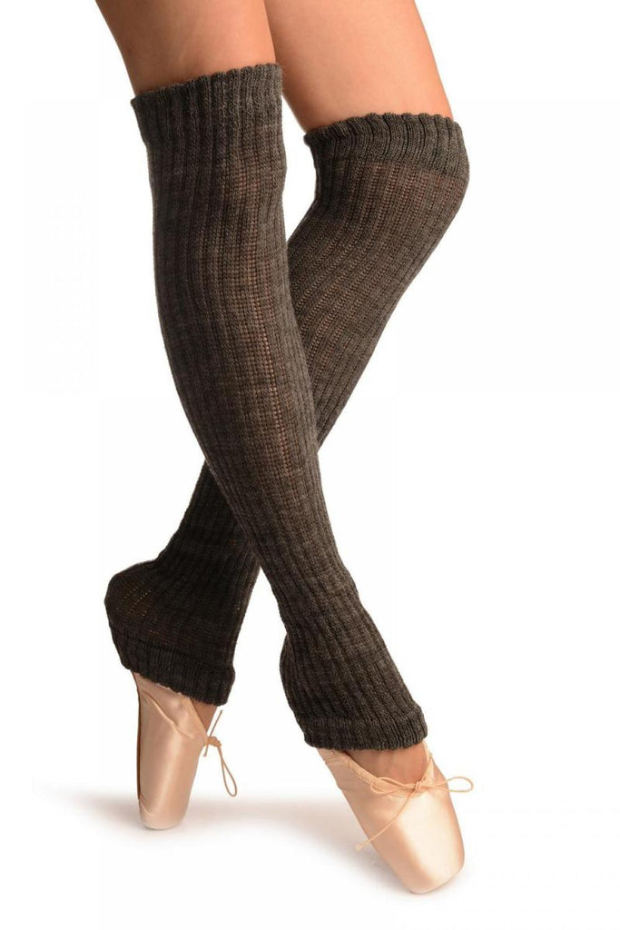 liss kiss Dark Grey Double Rib Stitch Dance/Ballet Leg Warmers - Leg Warmers