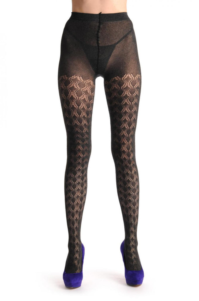 Liss Kiss Dark Grey Rounded Rombs Lace Cashmere 200 Den - Tights