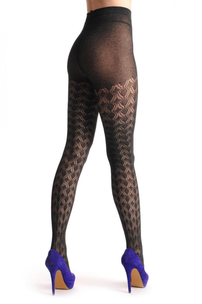 Liss Kiss Dark Grey Rounded Rombs Lace Cashmere 200 Den - Tights