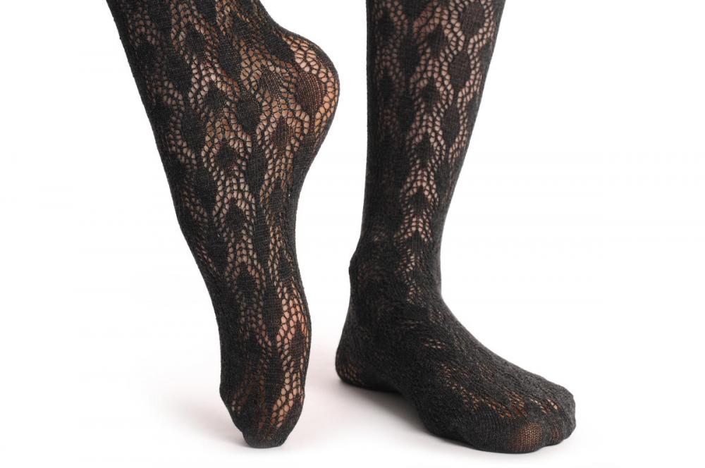 Liss Kiss Dark Grey Rounded Rombs Lace Cashmere 200 Den - Tights