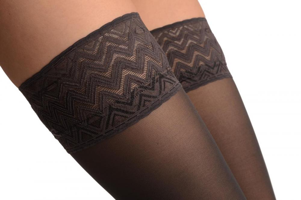 Liss Kiss Dark Grey With Matching Silicon Garter - Hold Ups