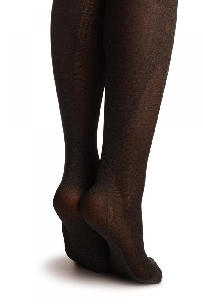 Liss Kiss Dark Grey With Side Gery Cut In Panels & Dots - Tights