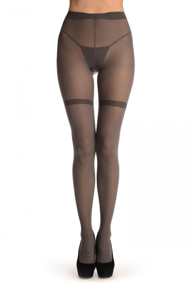 Liss Kiss Dark Grey With Wide Back Seam & Bows - Tights
