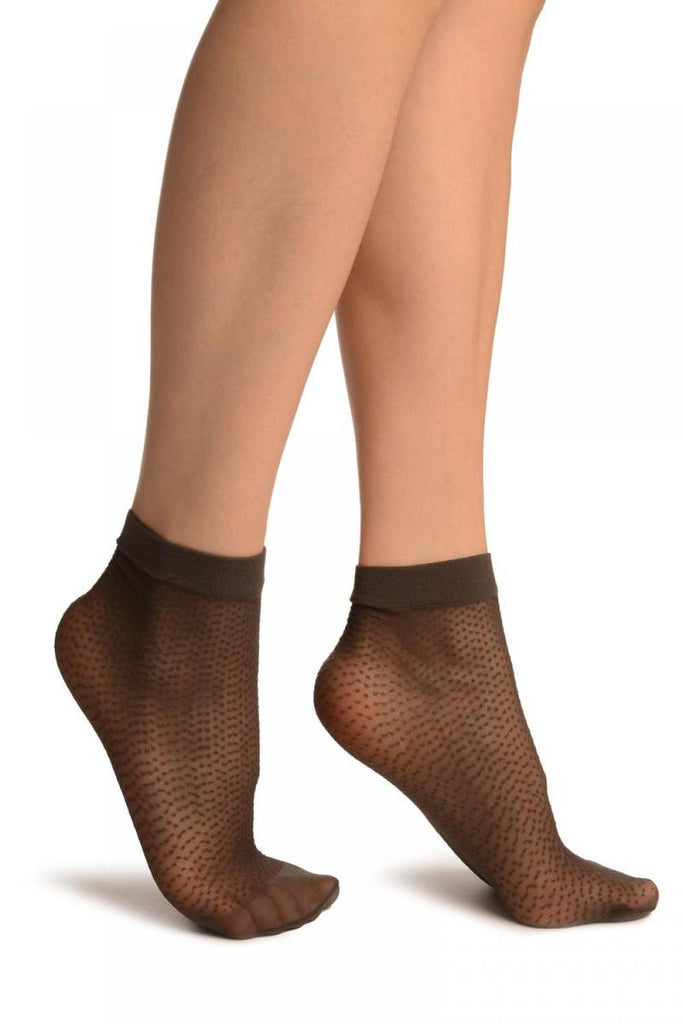 liss kiss Dark Grey Woven Dots Ankle High Socks - Socks