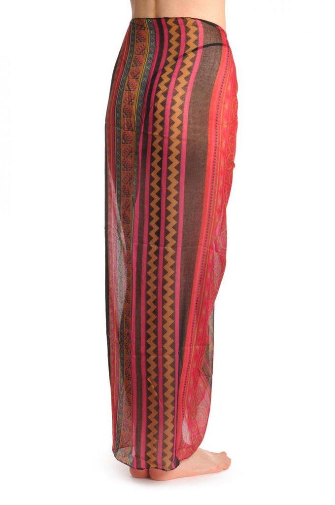 Liss Kiss Dark Pink Black & Blue Aztec Unisex Scarf & Beach Sarong - Scarf