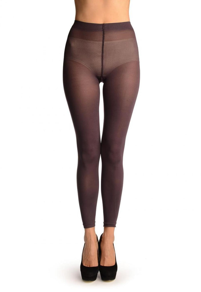 Liss Kiss Dark Purple 120 Denier (Winter) Footless Tights - Tights Footless