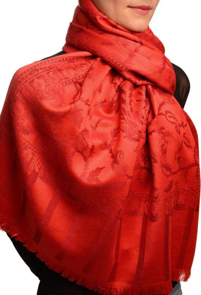 Liss Kiss Dark Red Large Paisley On Red Pashmina Feel - Scarf