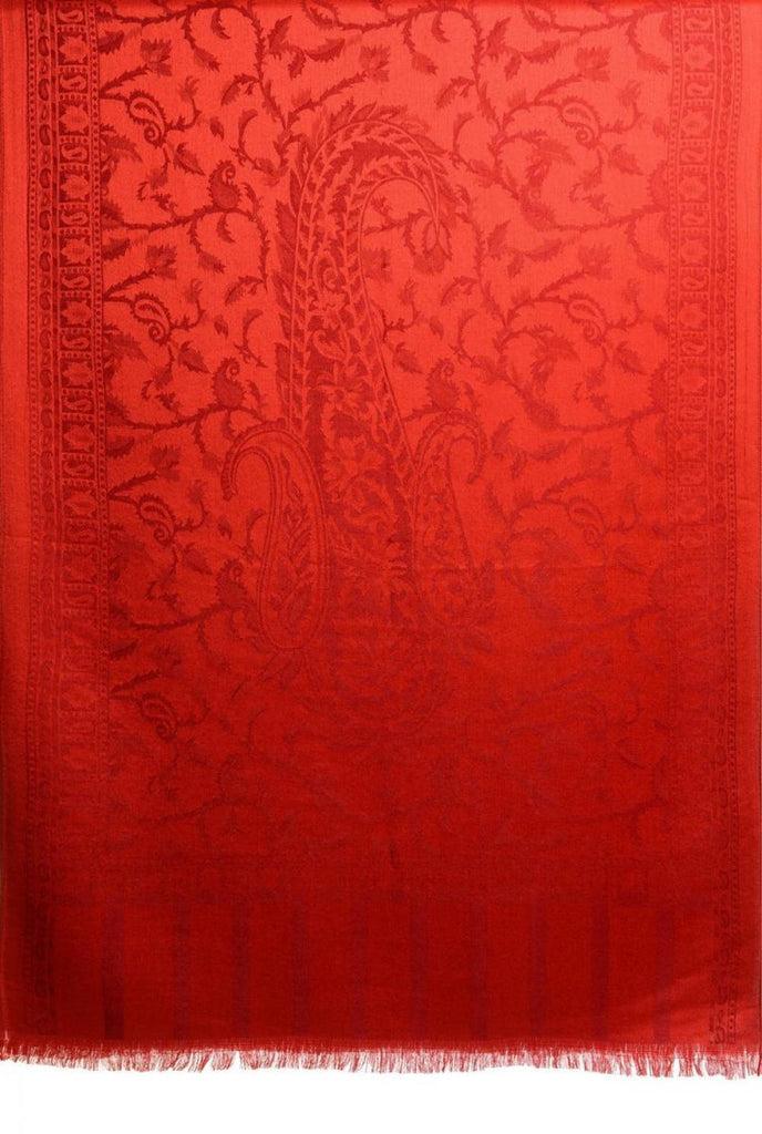 Liss Kiss Dark Red Large Paisley On Red Pashmina Feel - Scarf