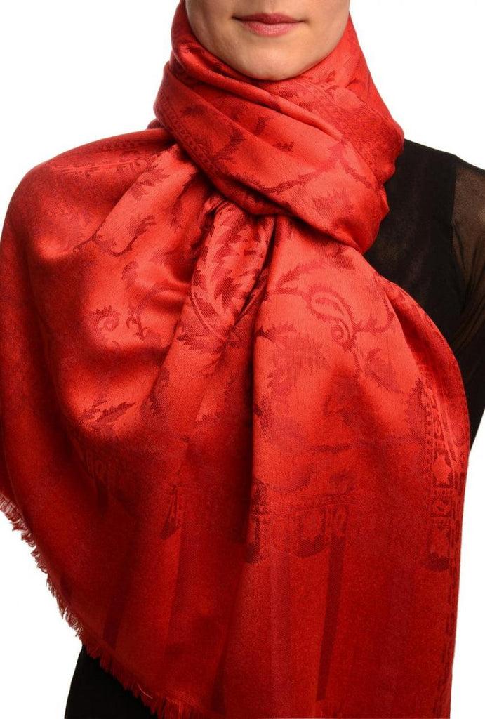 liss kiss Dark Red Large Paisley On Red Pashmina Feel - Scarf