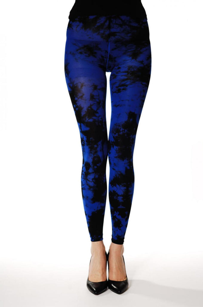 Liss Kiss Deep Blue Colour Splash (Tie Dye) Footless - Tights Footless
