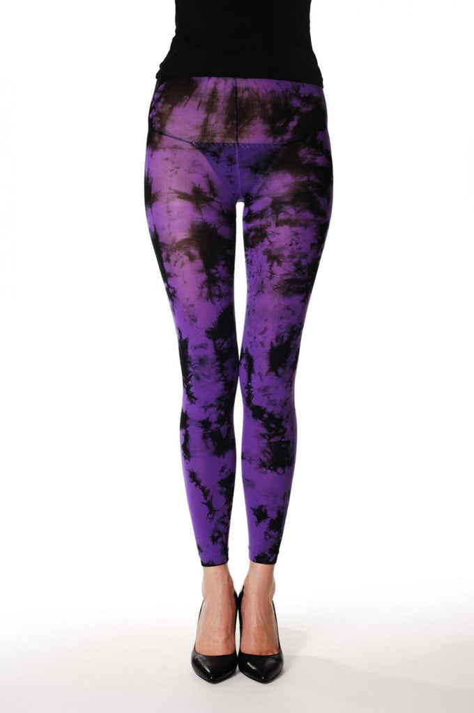 Liss Kiss Deep Purple Colour Splash (Tie Dye) Footless - Tights Footless