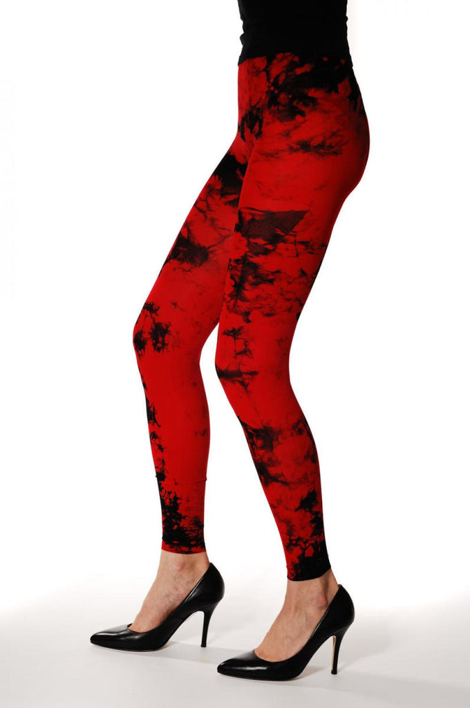 Liss Kiss Deep Red Colour Splash (Tie Dye) Footless - Tights Footless