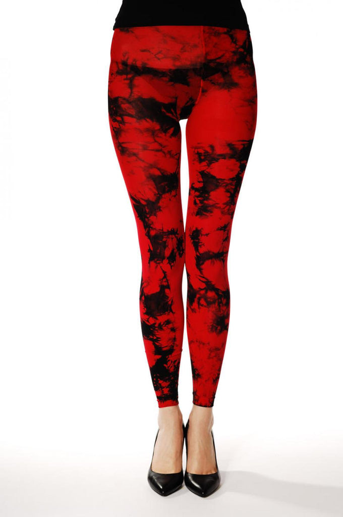 Liss Kiss Deep Red Colour Splash (Tie Dye) Footless - Tights Footless