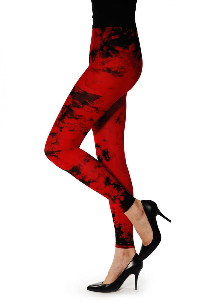 liss kiss Deep Red Colour Splash (Tie Dye) Footless - Tights Footless