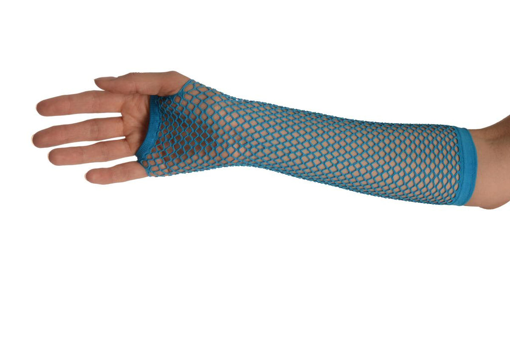 Liss Kiss Dodger Blue Fishnet Fingerless Party Gloves - Gloves