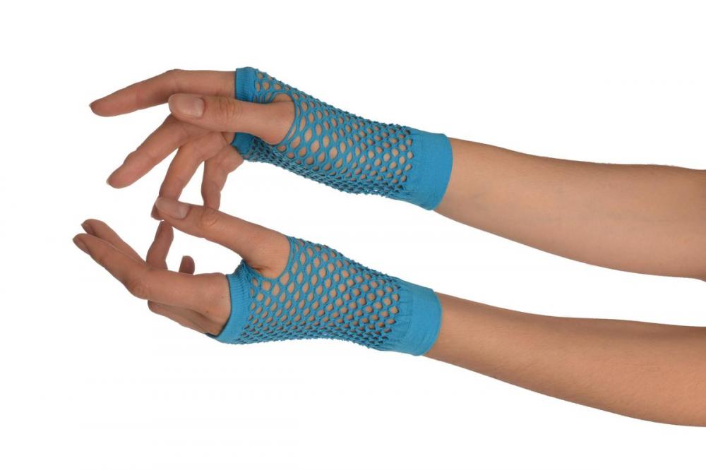 liss kiss Dodger Blue Fishnet Fingerless Party Gloves - Gloves