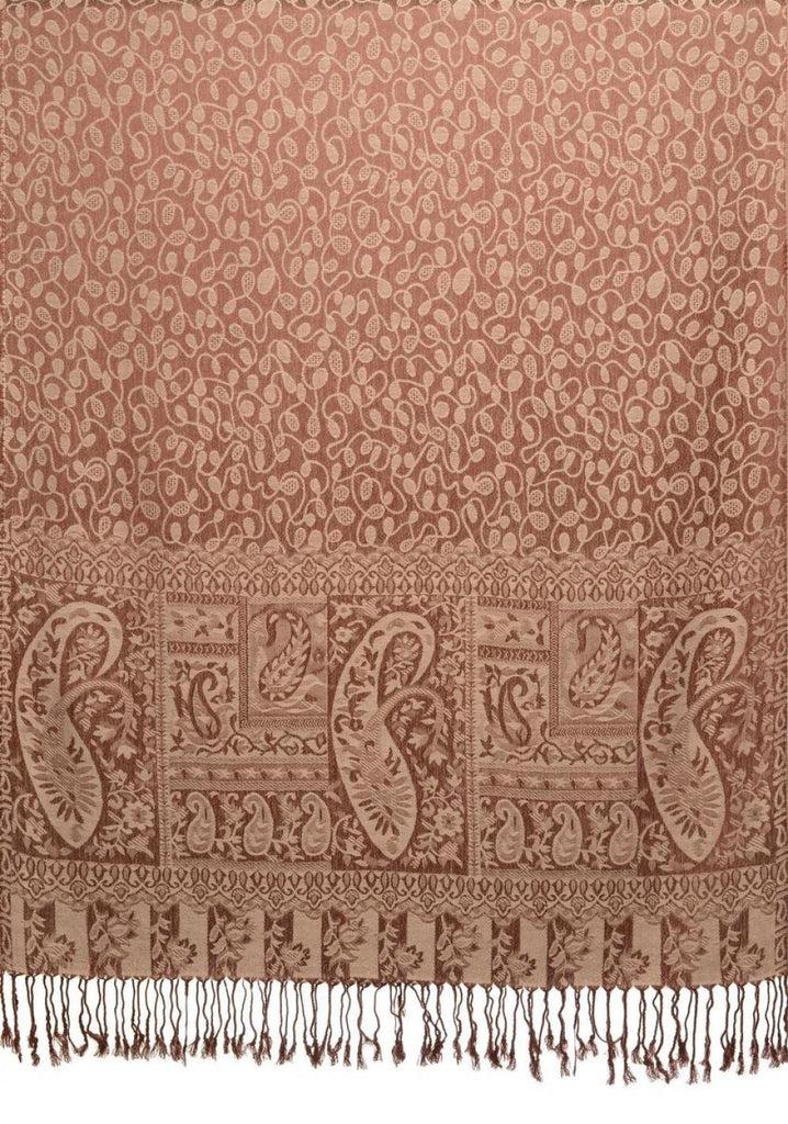 Liss Kiss Dots On Beige & Brown Pashmina Feel With Tassels - Scarf