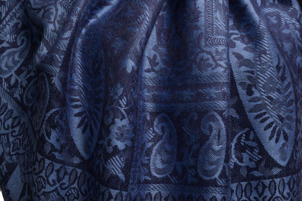 Liss Kiss Dots On Blue & Dark Blue Pashmina Feel With Tassels - Scarf