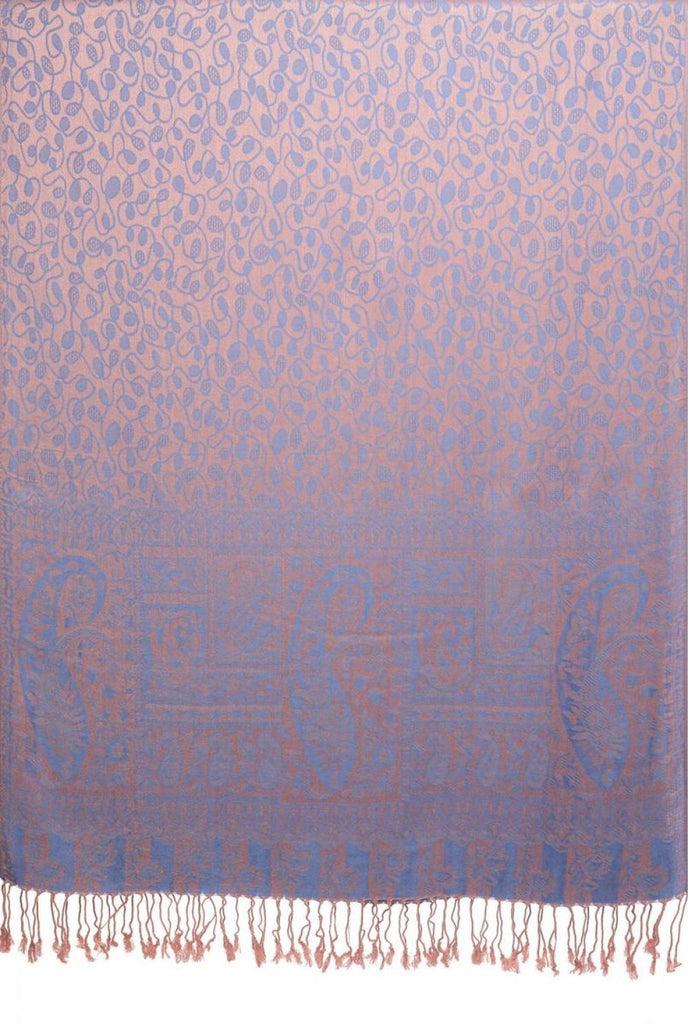 Liss Kiss Dots On Blue & Pink Pashmina Feel With Tassels - Scarf