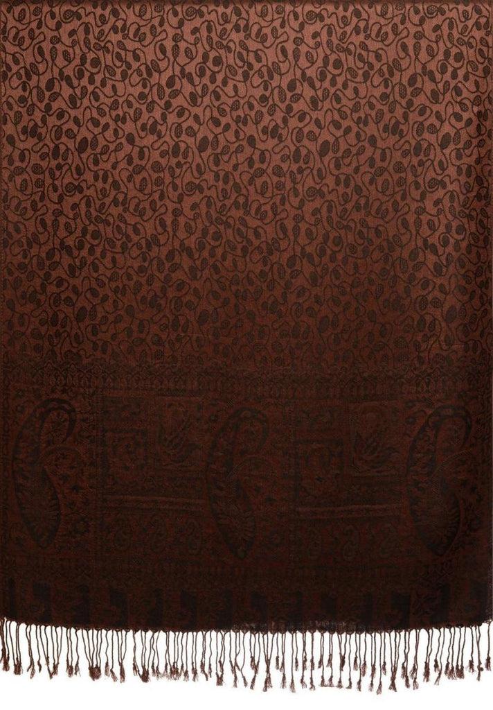 Liss Kiss Dots On Chocolate Brown Pashmina Feel With Tassels - Scarf