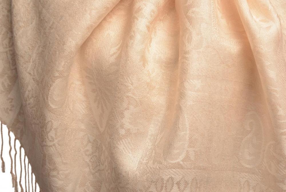 Liss Kiss Dots On Cream Pashmina Feel With Tassels - Scarf