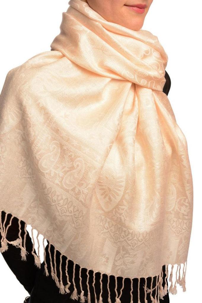 Liss Kiss Dots On Cream Pashmina Feel With Tassels - Scarf