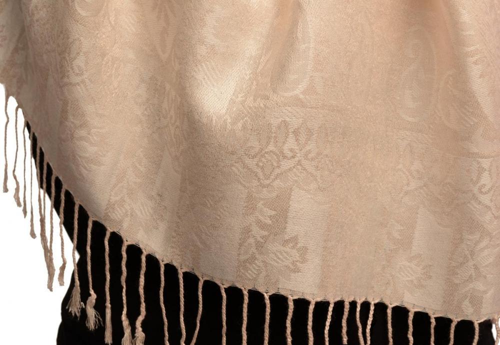 Liss Kiss Dots On Cream Pashmina Feel With Tassels - Scarf