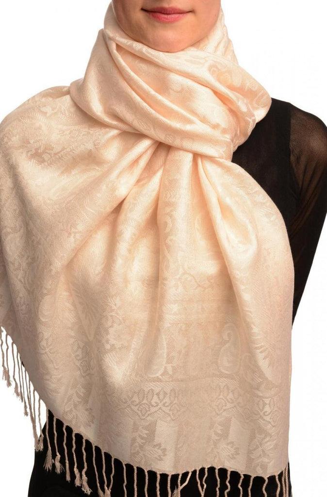 liss kiss Dots On Cream Pashmina Feel With Tassels - Scarf
