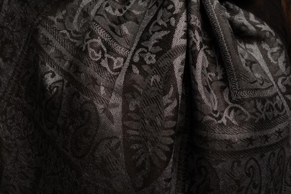 Liss Kiss Dots On Dark Grey & Black Pashmina Feel With Tassels - Scarf