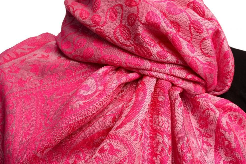 Liss Kiss Dots On Fuchsia Pink Pashmina Feel With Tassels - Scarf