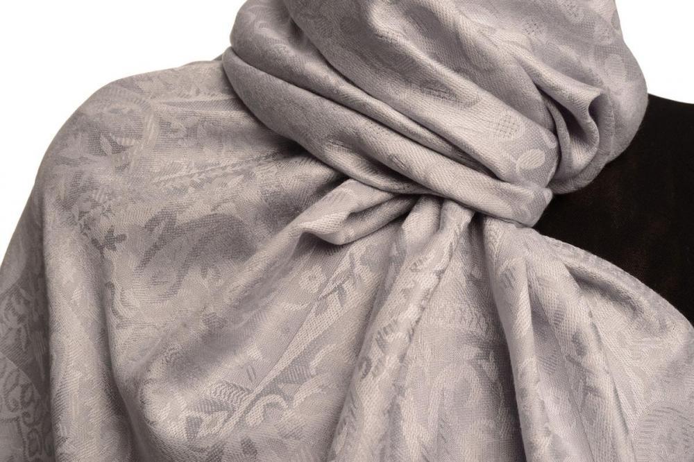 Liss Kiss Dots On Grey Pashmina Feel With Tassels - Scarf