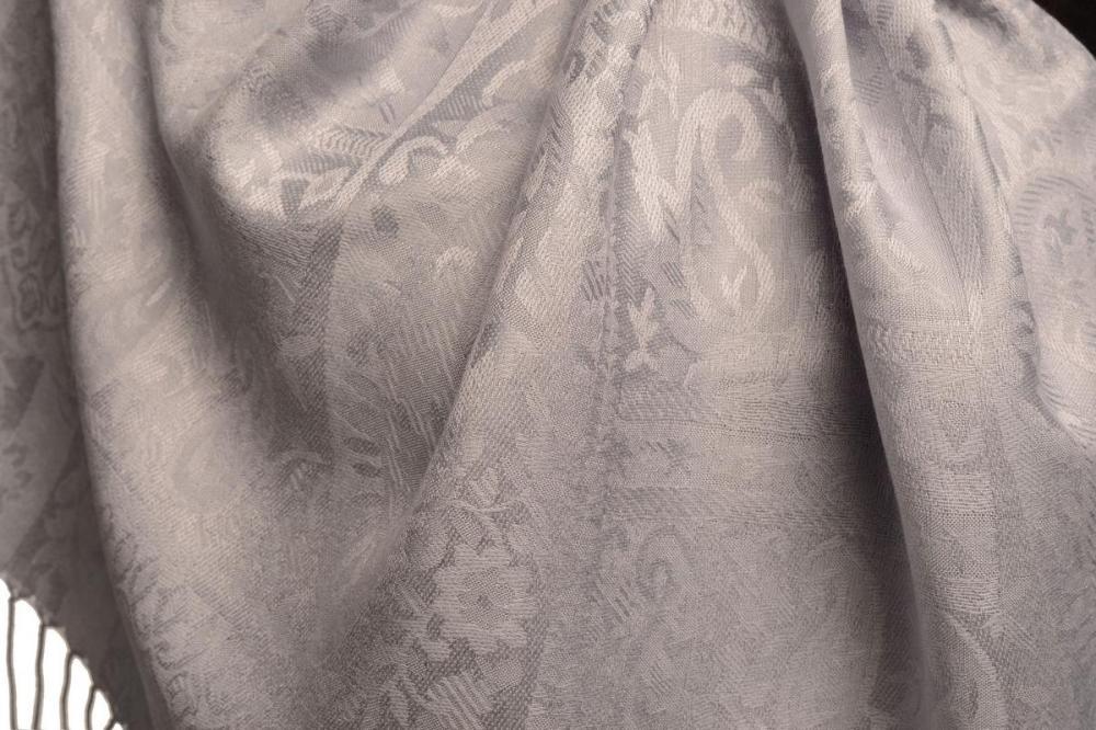 Liss Kiss Dots On Grey Pashmina Feel With Tassels - Scarf