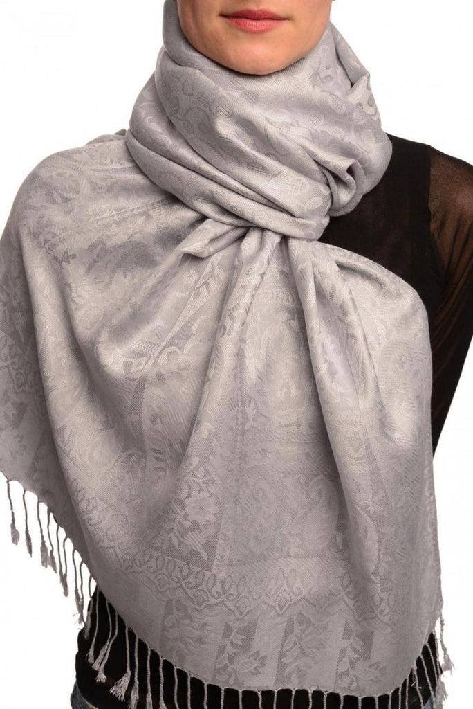 liss kiss Dots On Grey Pashmina Feel With Tassels - Scarf
