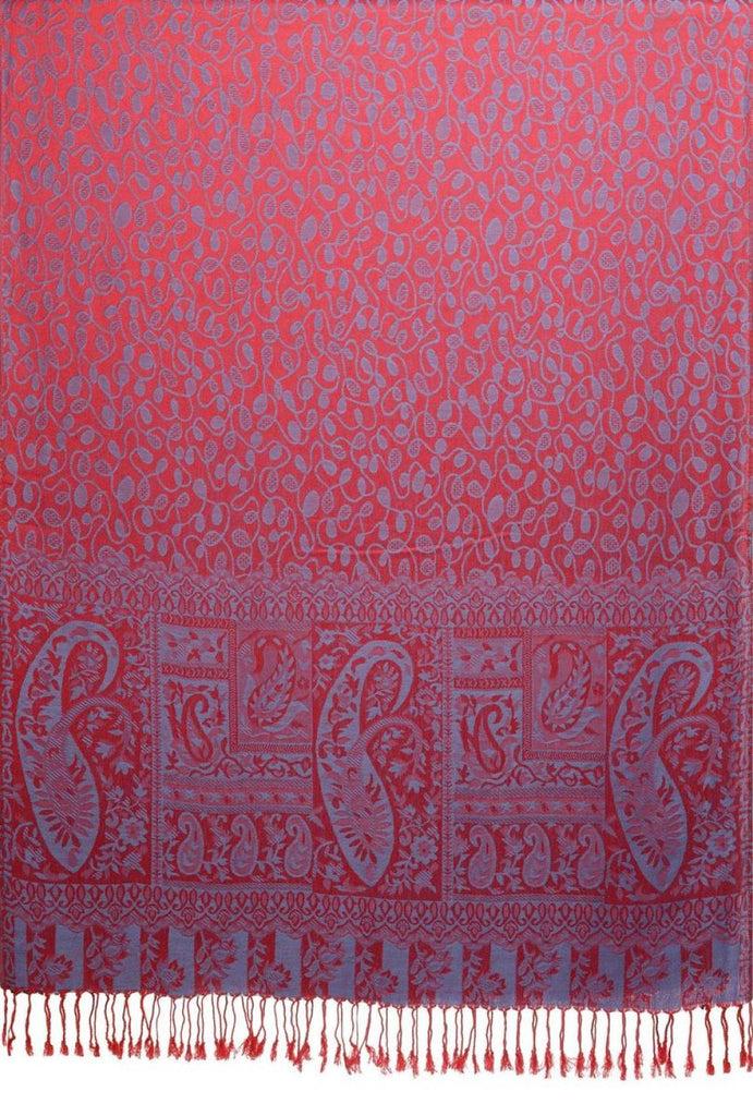 Liss Kiss Dots On Grey & Red Pashmina Feel With Tassels - Scarf