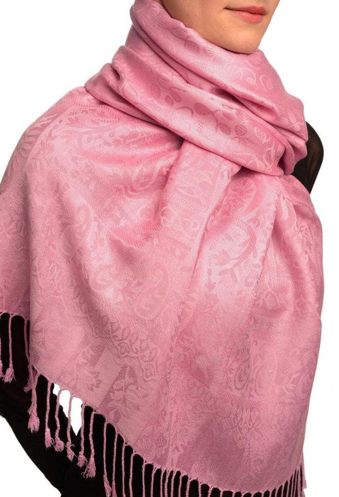 Liss Kiss Dots On Lavender Pink Pashmina Feel With Tassels - Scarf