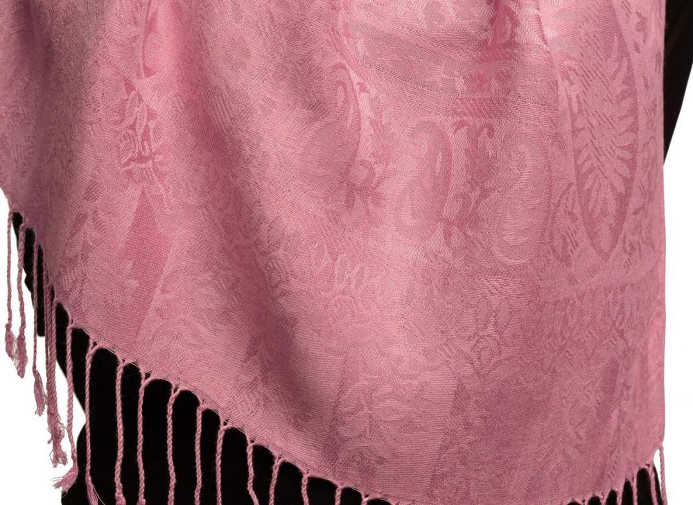 Liss Kiss Dots On Lavender Pink Pashmina Feel With Tassels - Scarf