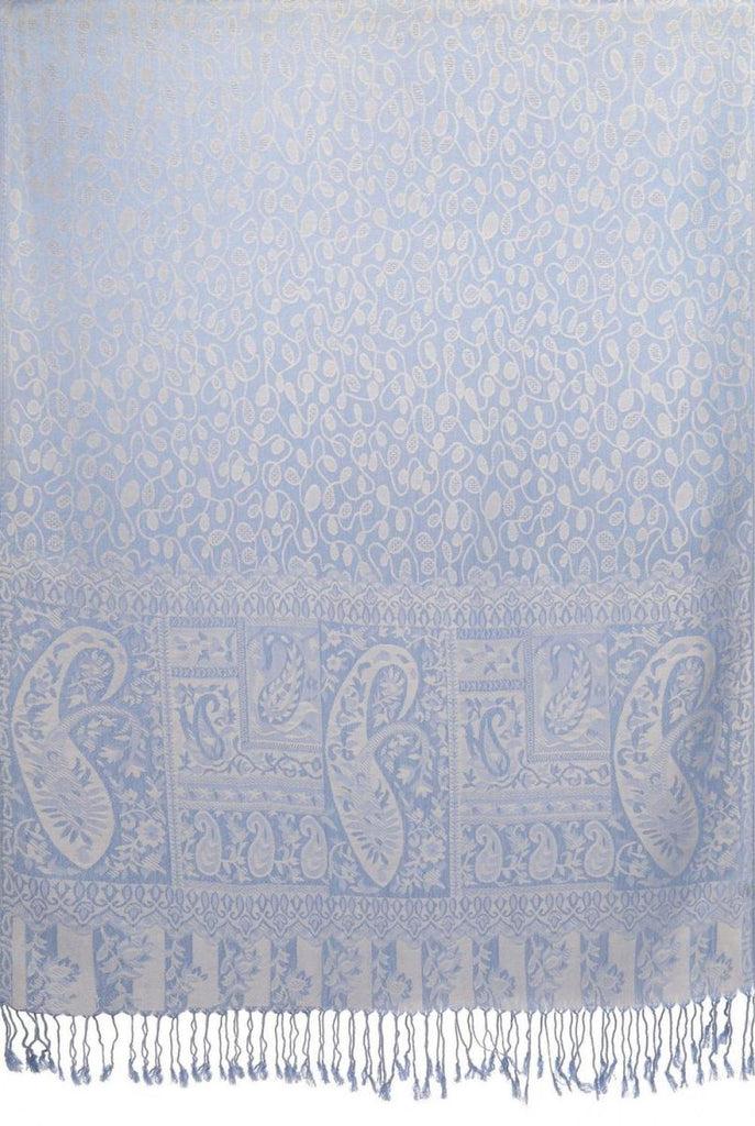 Liss Kiss Dots On Light Blue Pashmina Feel With Tassels - Scarf