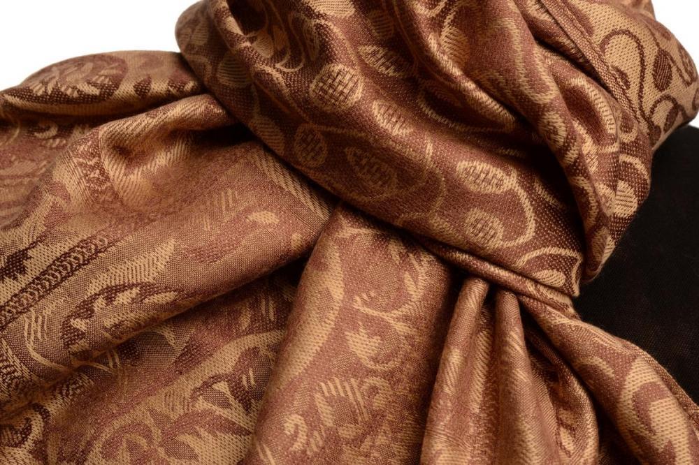 Liss Kiss Dots On Mocha & Brown Pashmina Feel With Tassels - Scarf