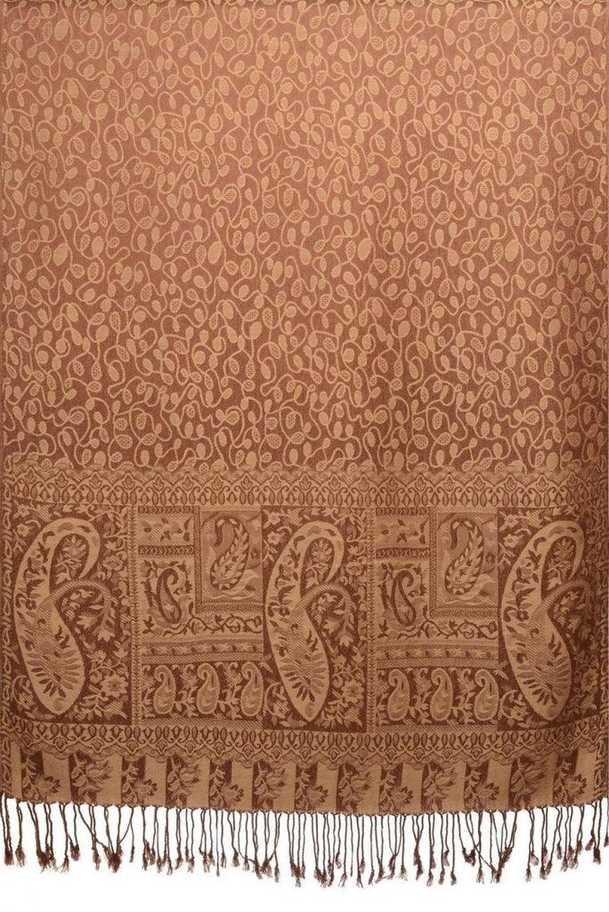 Liss Kiss Dots On Mocha & Brown Pashmina Feel With Tassels - Scarf