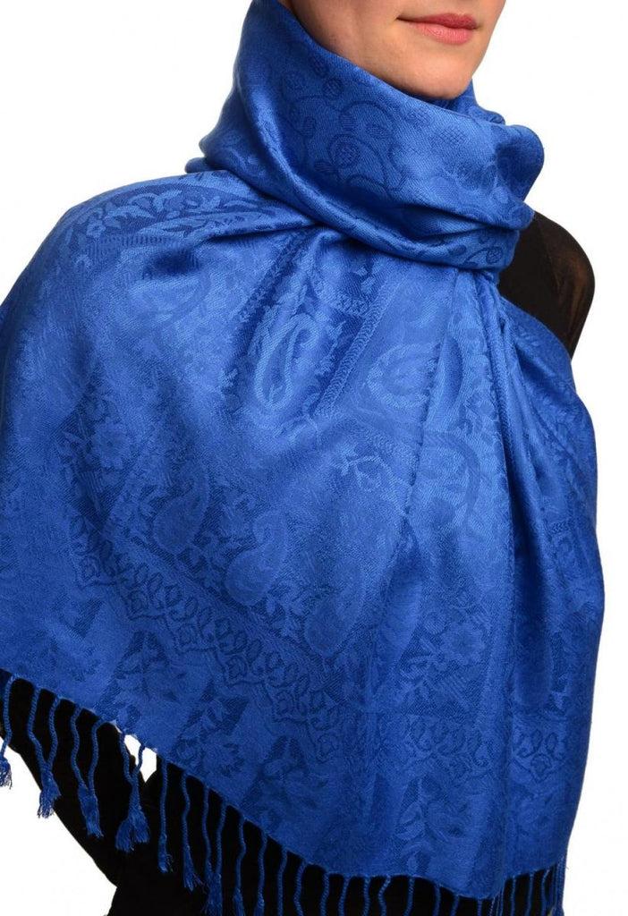 Liss Kiss Dots On Persian Blue Pashmina Feel With Tassels - Scarf