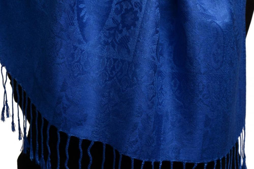 Liss Kiss Dots On Persian Blue Pashmina Feel With Tassels - Scarf