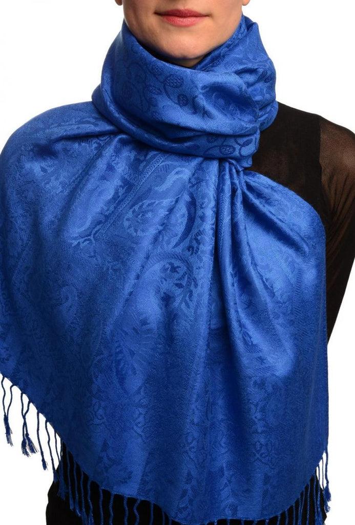 Liss Kiss Dots On Persian Blue Pashmina Feel With Tassels - Scarf