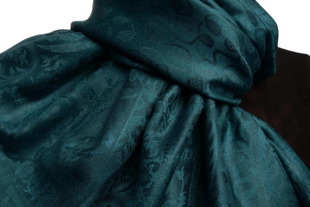 Liss Kiss Dots On Pine Green Pashmina Feel With Tassels - Scarf