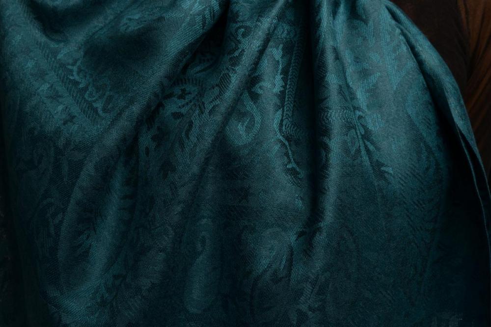 Liss Kiss Dots On Pine Green Pashmina Feel With Tassels - Scarf