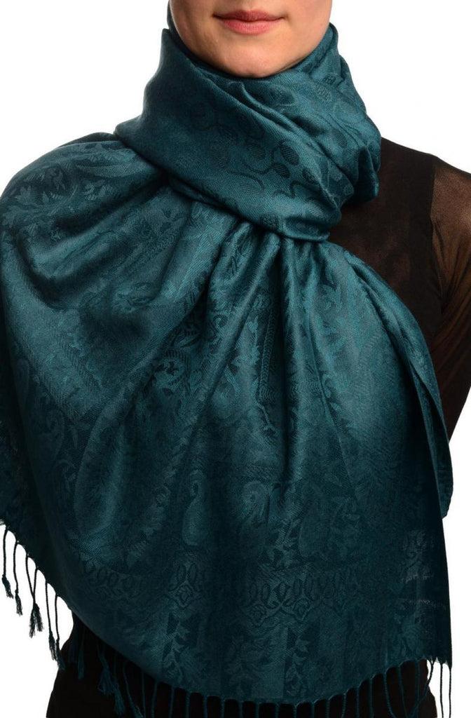 liss kiss Dots On Pine Green Pashmina Feel With Tassels - Scarf