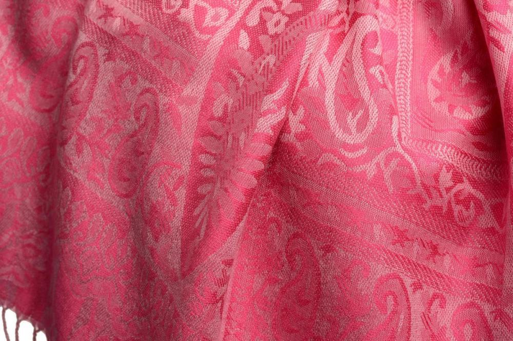Liss Kiss Dots On Rose Pink Pashmina Feel With Tassels - Scarf
